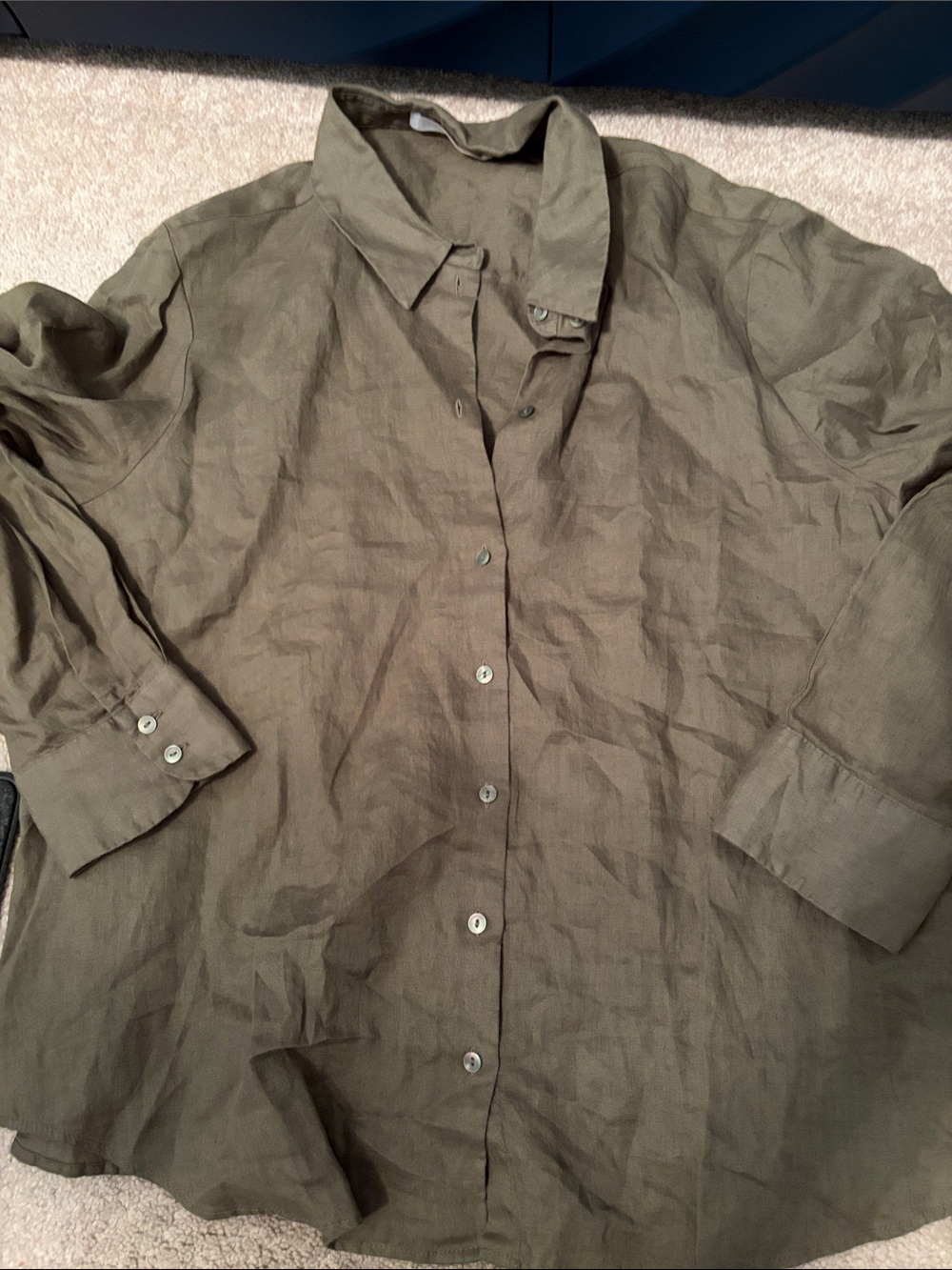 Ming  Olive Lightweight Linen Shirt Size 12